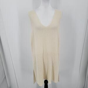 Cato Knit Tunic Tank Top Women's XL Cream V Neck Minimalist Coastal